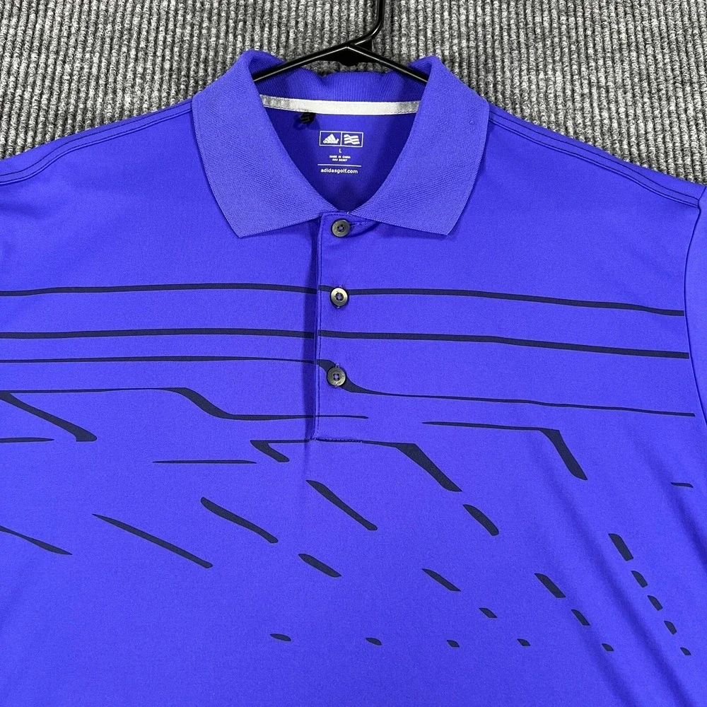 Adidas Polo Shirt Mens Large Purple Short Sleeve Golf Casual Outdoor Lightweight